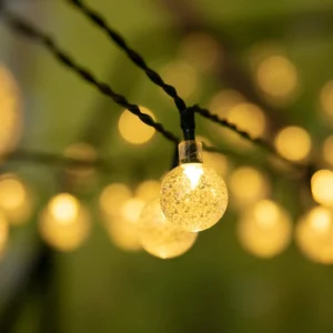 solar string lights crystal ball decorative light for terrace, pergola, backyard